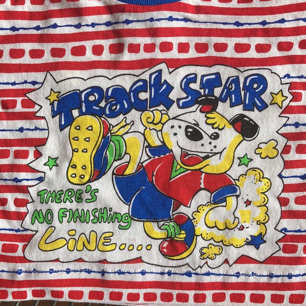 Vintage deadstock 80s graphic cotton tee Track Star sz 12 mos. unisex t shirt - Picture 2 of 7